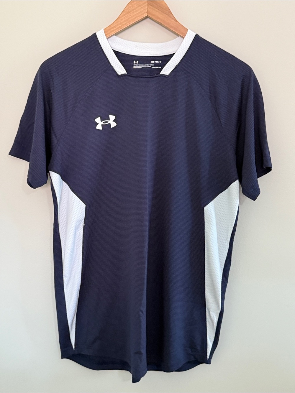 Under Armour Navy and White Athletic Short-Sleeve Training Shirt